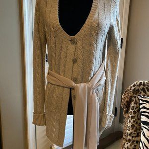 MONROE AND MAIN Cable Knit Cardigan Angora Blend Heather Gray Sz S